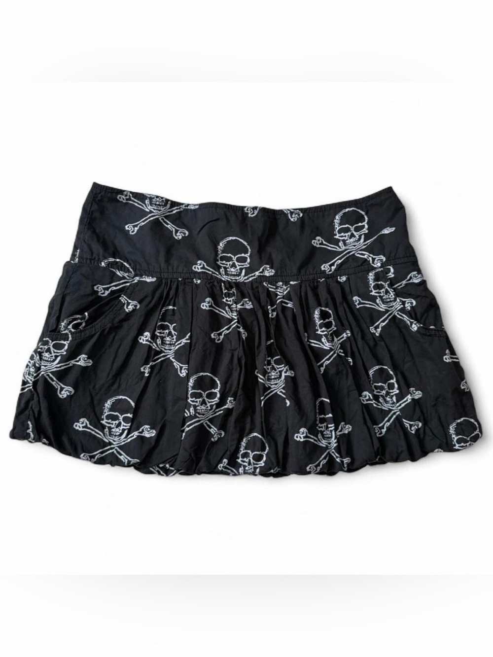 Tripp NYC Black Mini Skirt with White Skull Print
